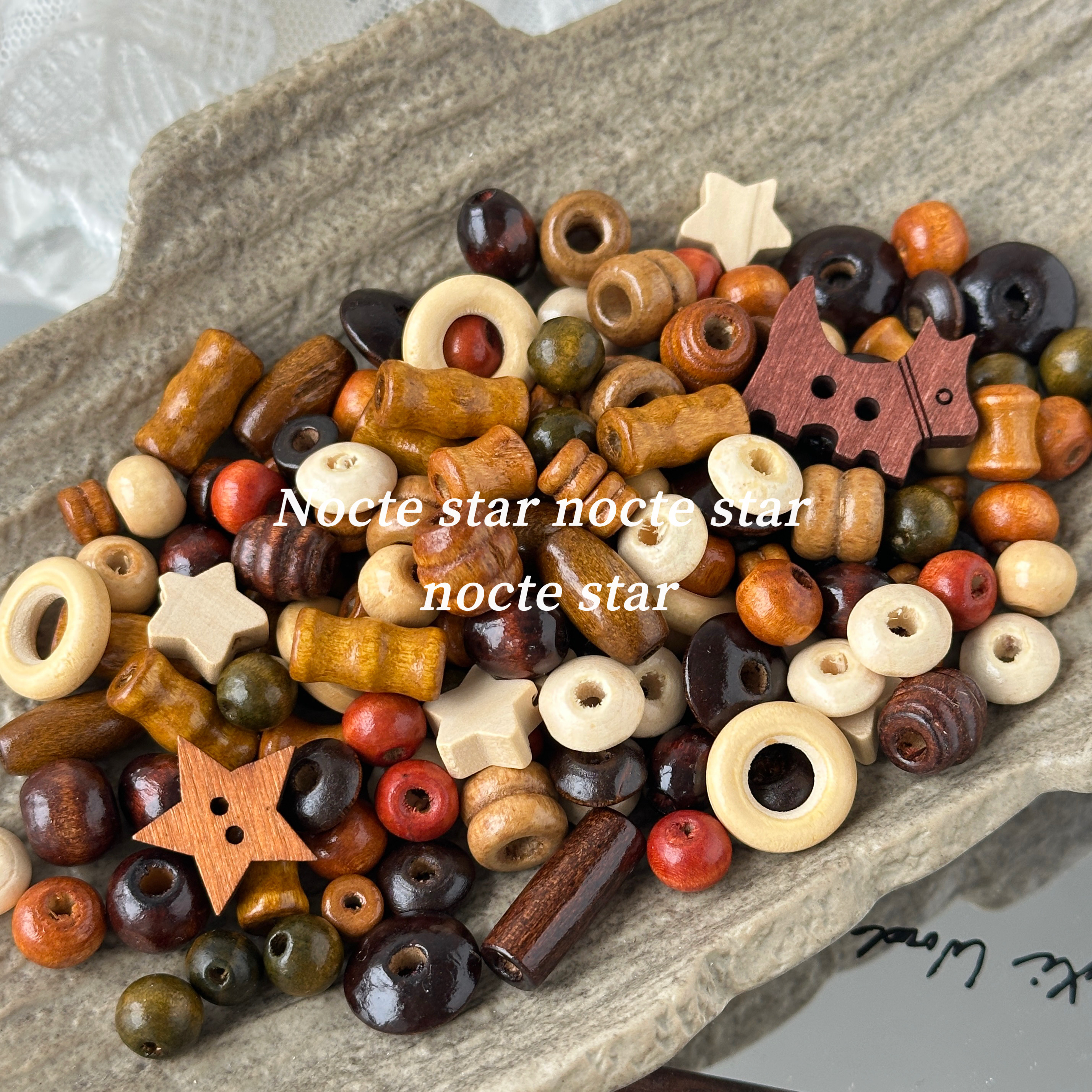 天然复古木头珠混珠 diy手工串珠手链项链手机链饰品配件材料