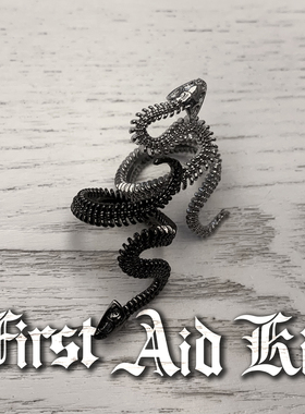 【MAS救护所】蛇骨戒指 两只 可调节开口对戒 哥特朋克套戒 黑/银