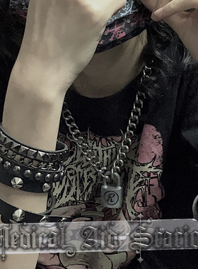 【MAS救护所】类似冈崎真一小天使的朋克项圈 铆钉气眼皮质pu手环