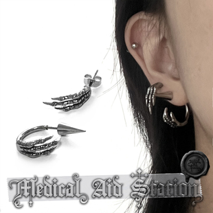 钛钢耳钉耳环 MAS救护所 朋克龙爪 不褪色 做旧防过敏暗黑重工