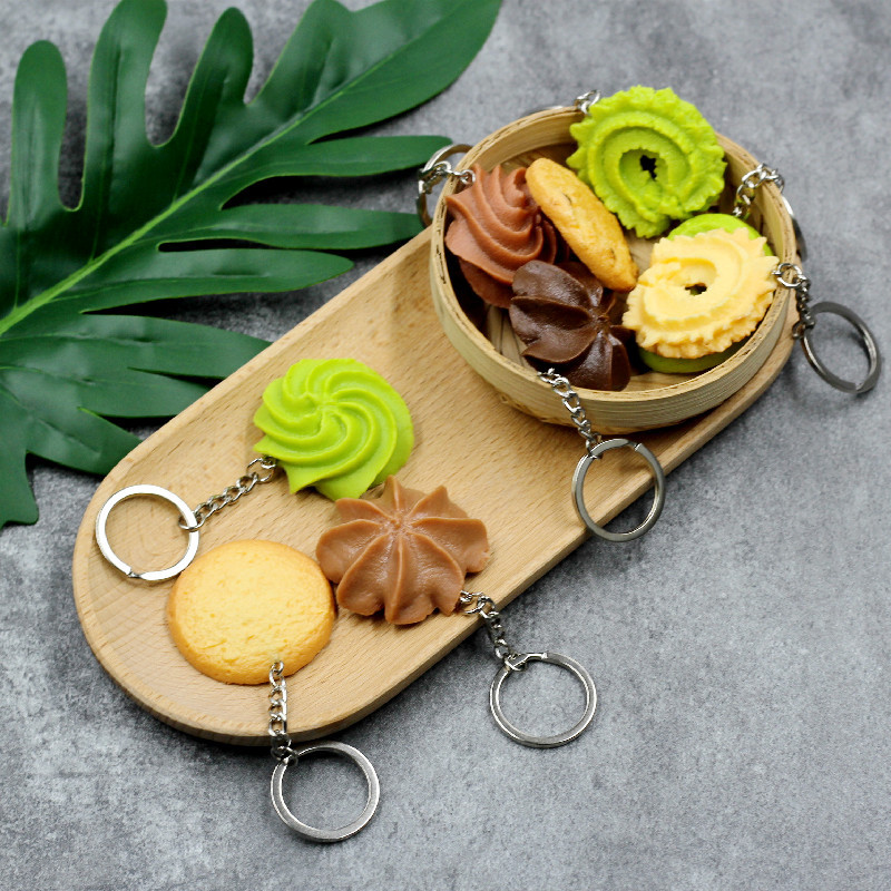 PVC仿真食玩物模型曲奇饼干钥匙圈链扣绳创意挂件学生小礼品INS风