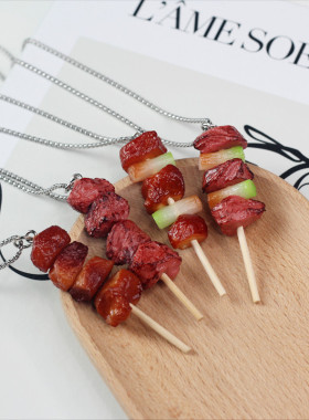 新款仿真食玩趣味小礼物烧烤生蚝扇贝个性男女吊坠饰品项链挂配件