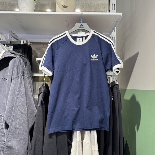 Adidas阿迪达斯三叶草男25新款三条纹刺绣宽松百搭短袖T恤IA4850
