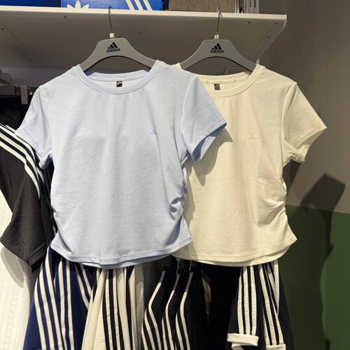 Adidas阿迪达斯女26夏新款抽绳收腰短袖透气休闲半袖T恤 KH2654