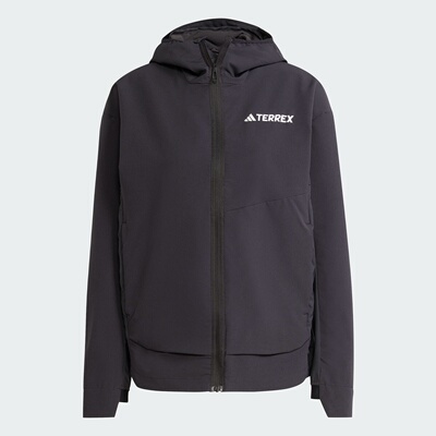 阿迪达斯外套女装2024秋季新款户外运动连帽软壳衣防风夹克IX1487