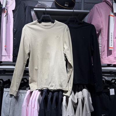 Nike耐克男25春季新款针织舒适纯色打底衫简约圆领长袖T恤FB8586