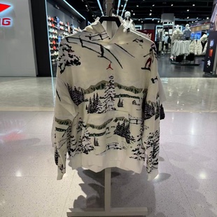 NIKE耐克男JORDAN时尚印花保暖连帽加绒运动卫衣套头衫HV1051-133