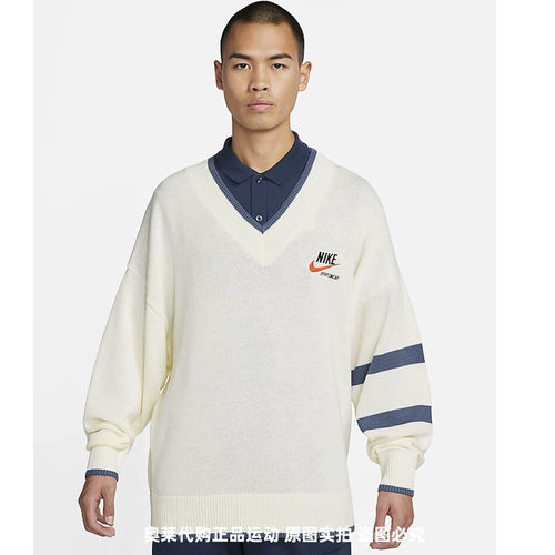 正品Nike/耐克男子NSW宽松时尚毛线衣针织复古套头衫DX0009-133