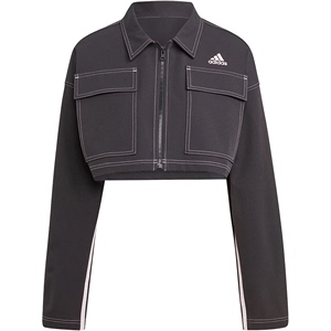 正品Adidas/阿迪达斯秋季女运动训练休闲短款翻领夹克外套IB4751