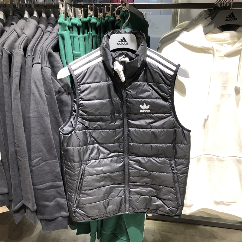 正品Adidas/阿迪达斯男女保暖棉马甲运动休闲立领无袖外套 HL9217