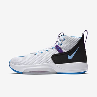 Rize 1白蓝减震训练耐磨高帮篮球鞋 Nike BQ5398 101 耐克Zoom 正品