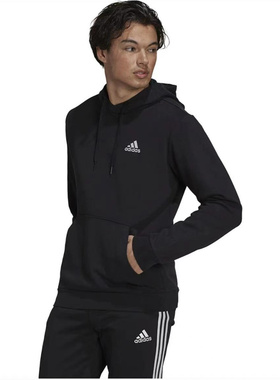 正品Adidas/阿迪达斯男子简约加绒休闲运动连帽套头衫卫衣 GV5294