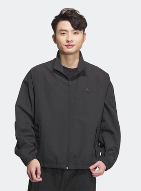 正品Adidas/阿迪达斯男子夏新款立领梭织宽松运动训练外套JI6657