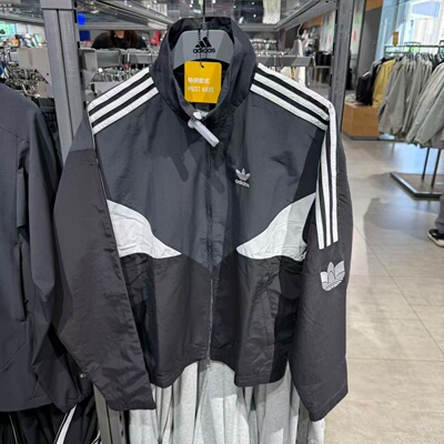 Adidas阿迪达斯三叶草男女25春秋新款梭织拼接立领夹克外套KC3114