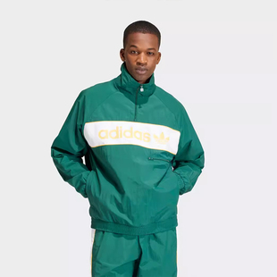 阿迪达斯三叶草男2024春季 半开襟梭织运动休闲夹克外套IS3318 新款