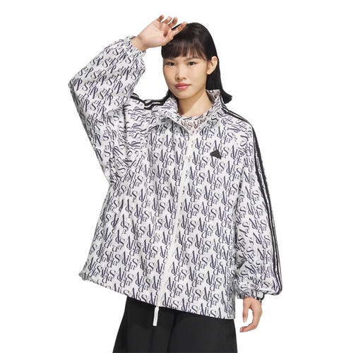正品Adidas/阿迪达斯女子春新款运动休闲满印梭织夹克外套JI9766