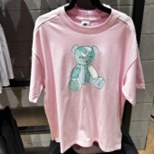 NIKE耐克女子夏季 663 IM3380 简约宽松圆领小熊印花logo短袖 T恤