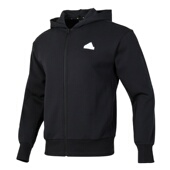 阿迪达斯2024秋季 男子针织夹克连帽外套运动休闲黑色JI6324 新款