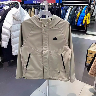 正品Adidas/阿迪达斯春新款男子连帽梭织防风外套JE8575 JE8574
