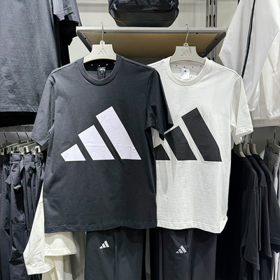 Adidas阿迪达斯男25夏季新款简约经典LOGO圆领休闲短袖T恤JE8945