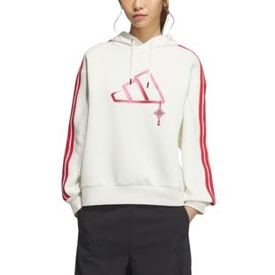 运动服休闲套头衫 连帽卫衣2025春季 JZ1638 白色新年款 阿迪达斯女装