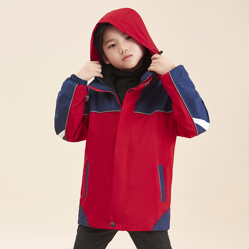 儿童三合一冲锋衣防风防雨加厚拆卸内胆外套加绒保暖校服外套通用