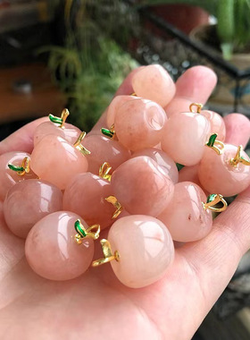 【高品货头】桃花酿粉色苹果吊坠女款金丝玉白玉平安果玉挂件