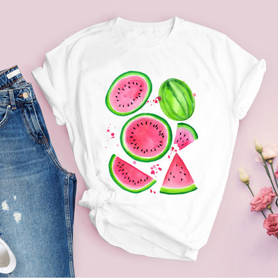 Summer watermelon T-shirt夏季水果西瓜印花女时尚T恤百搭潮ins