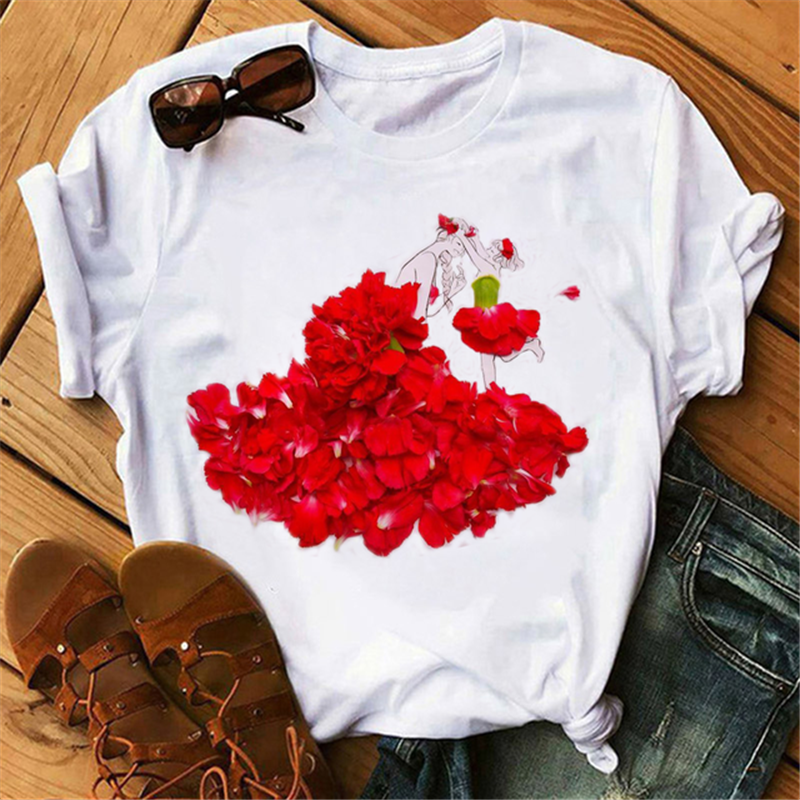 flower skirt mom woman t-shirt 鲜花裙子妈妈孩子印花亲子t恤衫