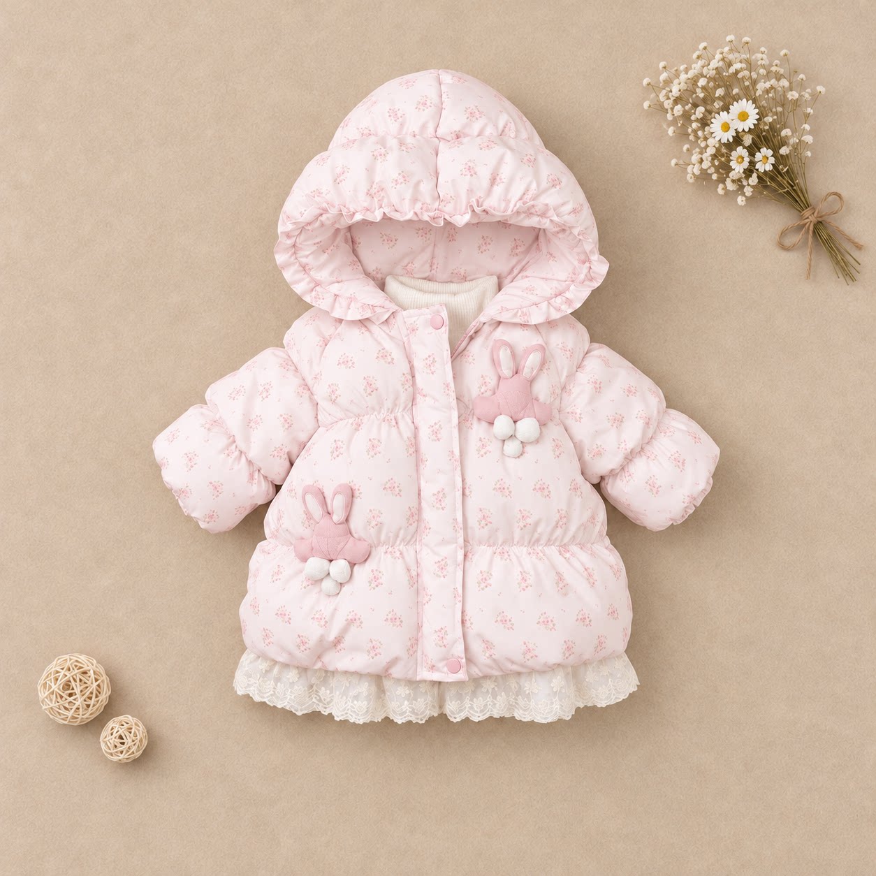 女童冬装棉衣加绒加厚保暖棉服潮