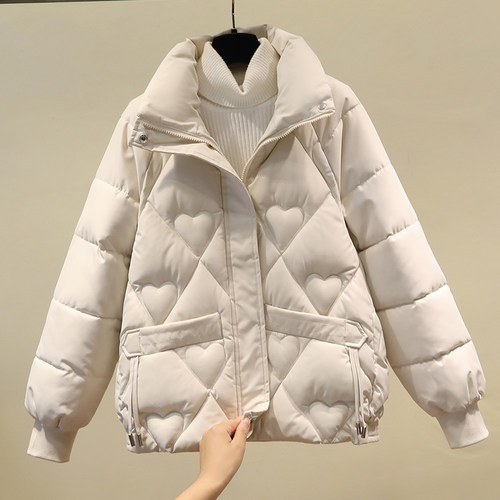 韩版洋气立领棉服修身显瘦