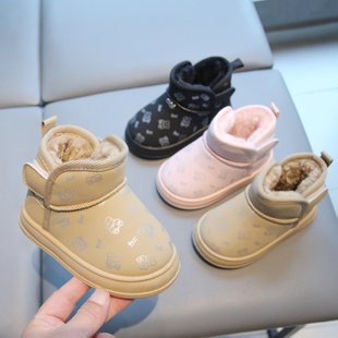冬季新款儿童雪地靴加绒防滑宝宝棉鞋男童户外鞋女童冬天鞋子短靴