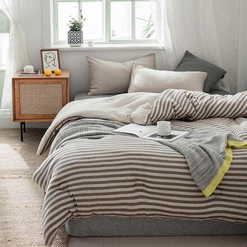 无印良品针织棉被子全棉春秋被柔软天竺纯棉加厚保暖冬季被芯双人