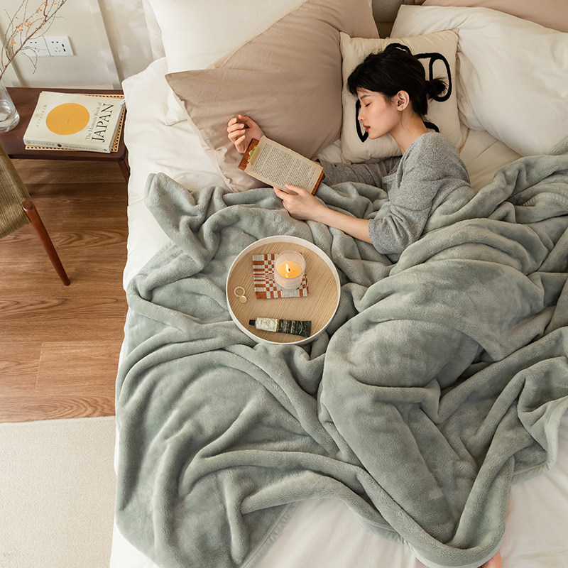 无印良品珊瑚绒毛毯冬季加厚双面绒法兰绒纯色盖毯单人毯子铺床单,床上用品,休闲毯/毛毯/绒毯,淘宝优惠券,粉丝福利购,淘宝优惠卷
