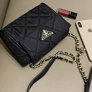 韩墨包包新款 轻便女包潮 牛津布休闲包菱格链条单肩包斜挎小包时尚