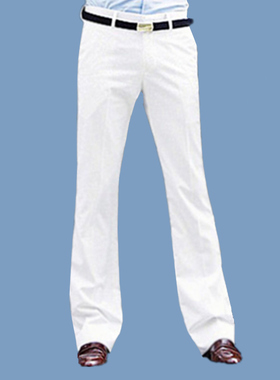 原创新款白色喇叭裤男韩版青年垂感大脚西裤商务休闲百搭跳舞男裤