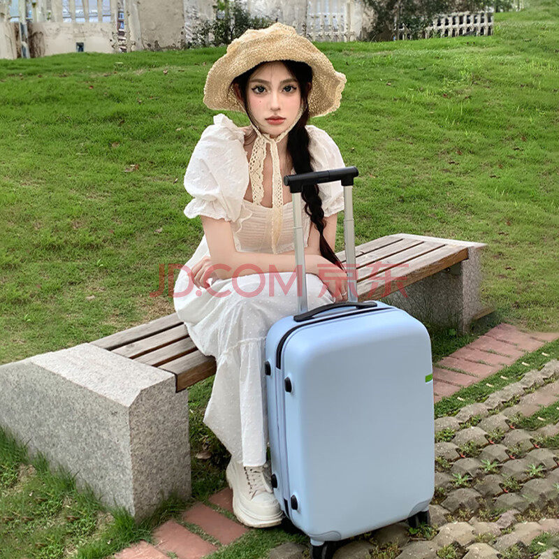 gotrip拉杆箱行李箱托运箱旅行箱密码锁轻便时尚男女汽水蓝24英寸