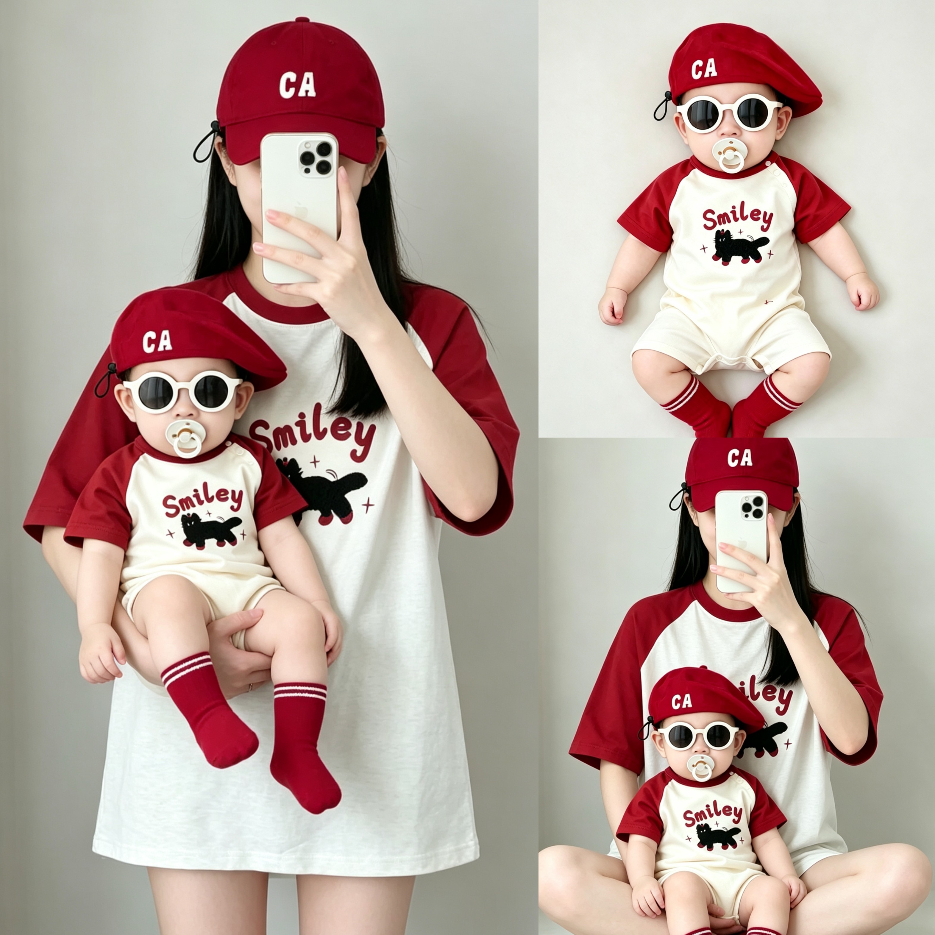 亲子装一家三口夏天小月龄婴儿百天2026新款母子母女短袖t恤宽松