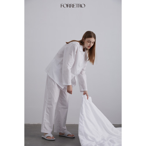 FORRETRO白色长绒棉可外穿家居服