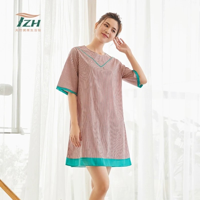 tzh天竹品牌女家居服夏季裙子款式轻薄款竹纤维甜美柔软舒适睡裙