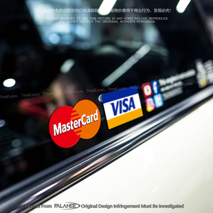 万事达VISA卡网红创意个性车窗汽车装饰贴电动摩托车划痕遮挡贴纸
