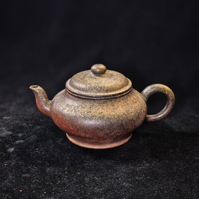 1.4G宜兴紫砂壶原矿黄金段柴烧全手松鹤延年壶210cc