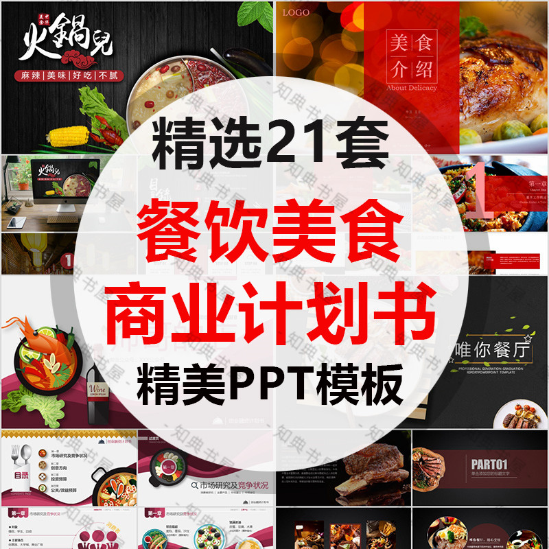 餐饮美食ppt餐厅创业商业计划书ppt模板素材饭店火锅路演招商加盟