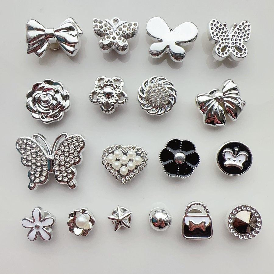 新款银色蝴蝶玫瑰花钱包洞洞鞋鞋材鞋扣包包扣材diy手工材料配件,服饰配件/皮带/帽子/围巾,鞋扣,淘宝优惠券,粉丝福利购,淘宝优惠卷