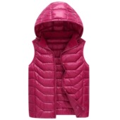 清仓大码 轻薄马夹宽松外套加肥加大背心秋冬羽绒棉带帽马甲女 女装