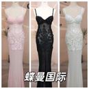 夜店酒吧KTV重工手工走秀演出服佳丽足浴显胸大透视性感晚礼服