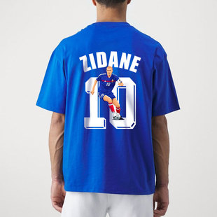 法国齐达内球迷球衣夏季欧洲杯足球训练服男士 短袖宽松纯棉T恤
