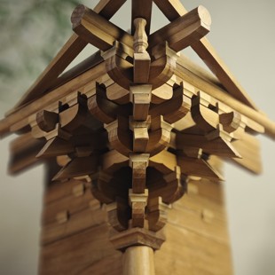 佛光寺东大殿转角斗拱古建模型原木榫卯结构益智玩具国风摆件