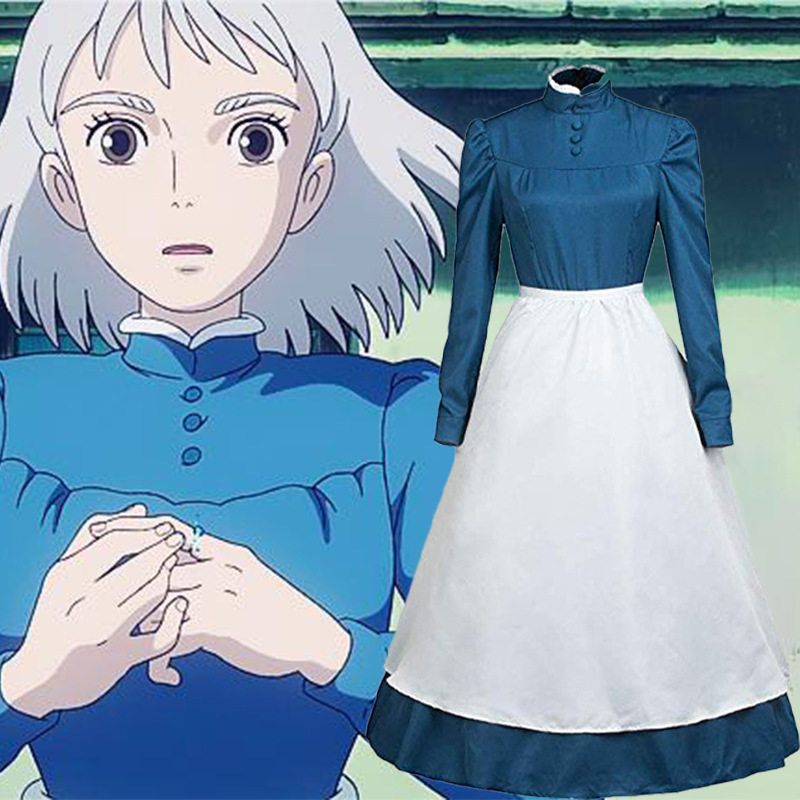哈尔城堡cos服苏菲蓝色绿色动漫