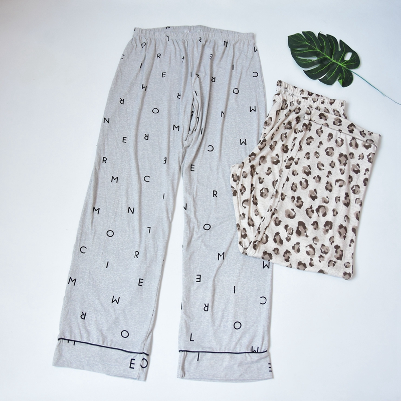 女薄款针织阔腿睡裤家居裤